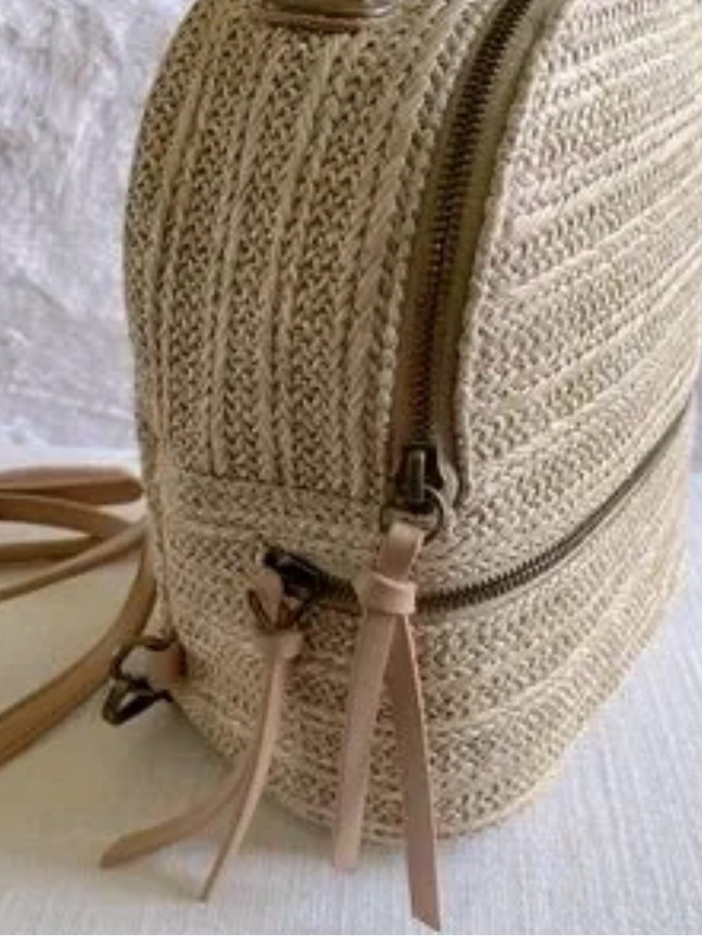 Malibu Skye Woven Raffia Convertible Mini Backpack - Picture 3 of 9